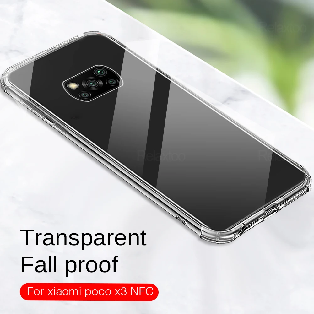 Премиум чехол для Xiaomi Poco X3 NFC силиконовый прозрачный установлены Бампер Мягкий