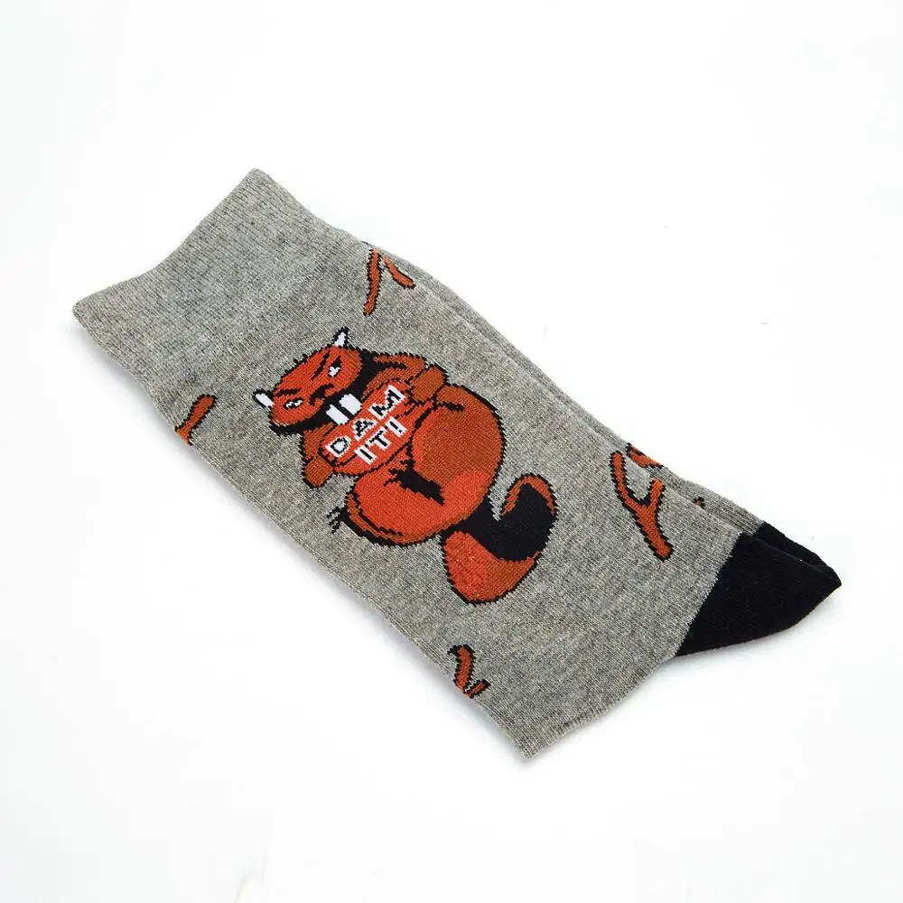 Anewmorn/мужские креативные носки с принтом животных Дышащие носки для мальчиков в стиле хип-хоп - Цвет: squirre