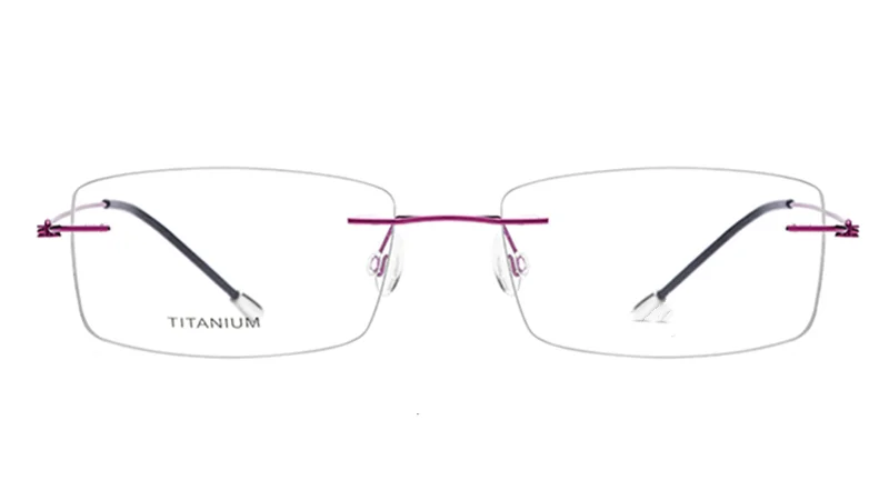 Purple Чистый Титан без оправы оптические очки для близоруких, EyewearMen Для женщин бескаркасные очки по рецепту рамки - Цвет оправы: Purple