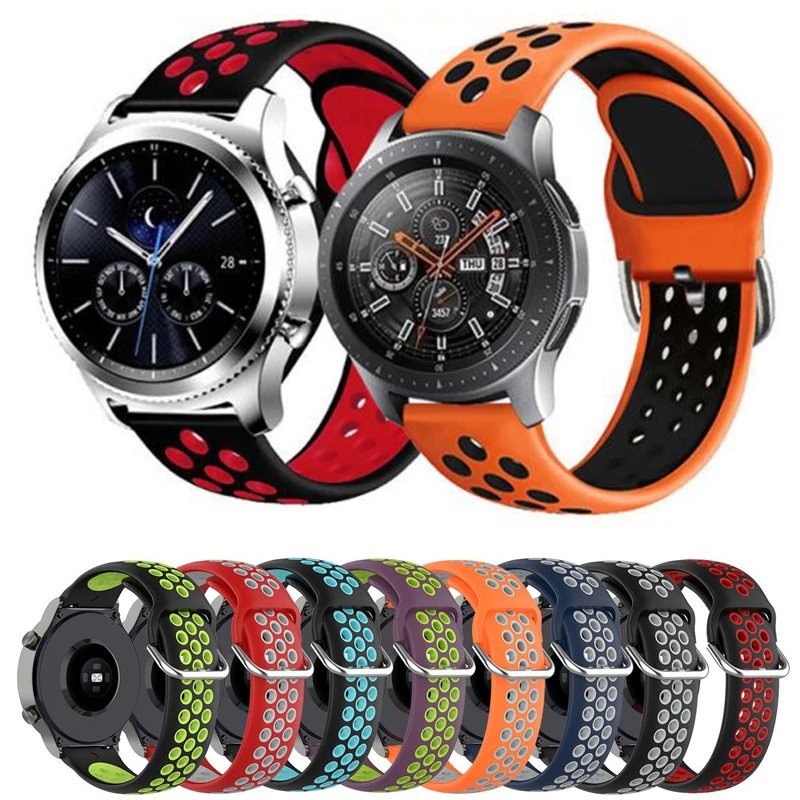Ремешок силиконовый для Samsung Galaxy watch 3 46 мм 42 active 2 Gear S3 Воздухопроницаемый браслет