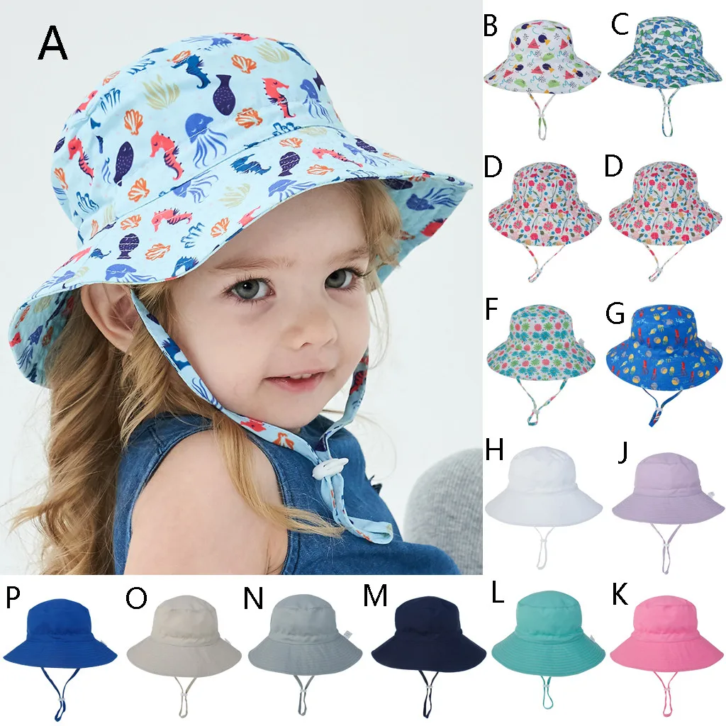 

Baby Boys Girls Summer Sun Protection Hat Foldable Wide Brim Beach Bucket Cap Fisherman's Sun Visor UV Protection Hat