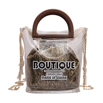 

Trendy female bag transparent small bag 2020 new fashion style cute shoulder bag jelly bag chain wild messenger bag ladies
