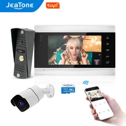 Jeatone sistema de intercomunicação para interfone com câmera ahd, com wi fi, vídeo, telefone inteligente, suporta destrava remota, chamada e monitor