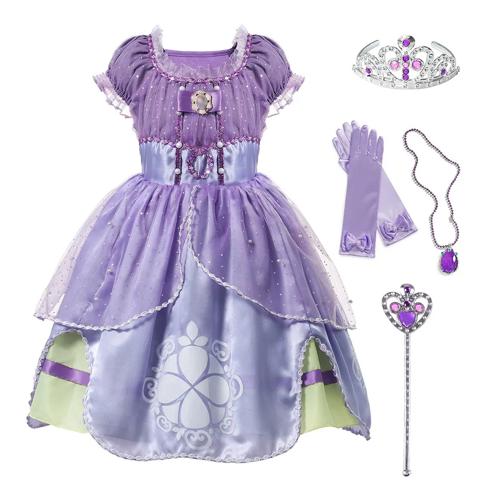 Christmas Purple Party Dress for Girls Sofia the First Comic Con Kid Cosplay Ball Gown Toddler Halloween Princess Disguise | Детская