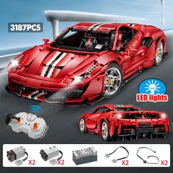 Blocs de construction de Super voiture de course avec télécommande technique, voiture de sport rouge, éducatif pour enfants 