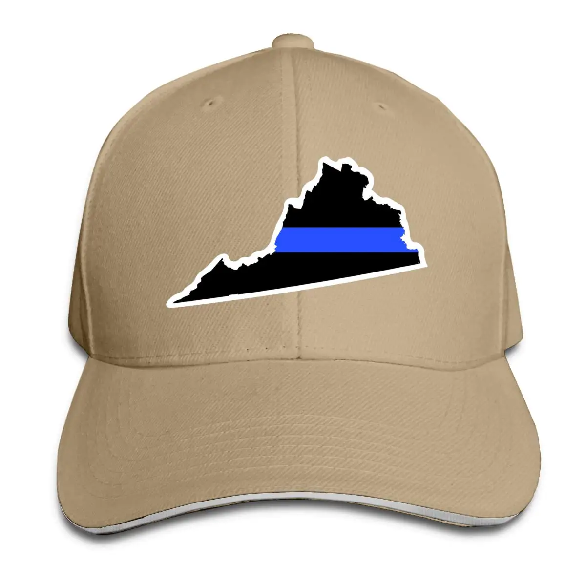 Тонкая бейсбольная кепка в стиле Вирджиния Стэйт с синими линиями, Классическая Кепка с регулируемой застёжкой-липучкой