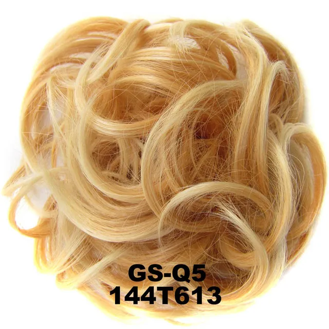 Jeedou Messy Chignon Donut Hair Bun Pad Elastic Hair Rope Rubber Band Synthetic Hairpiece Gary Brown Color 144T613