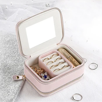 

Portable Travel Jewelry Storage Box Earring Ring Necklace Jewelry Storage Box PU Leather Ladies Cosmetics Beauty Storage Box