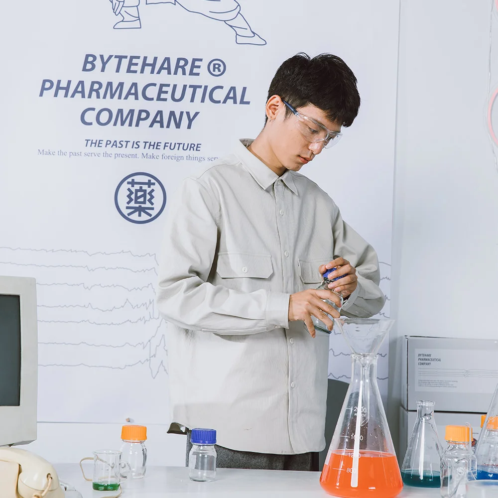 ByteHare Play Drug Bureau's ретро Полосатый Простой оснастки карман с длинным рукавом база