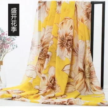 

printing chiffon fabric flowers pattern for clothing fabrics and scarf customiz YH-1661 1meter