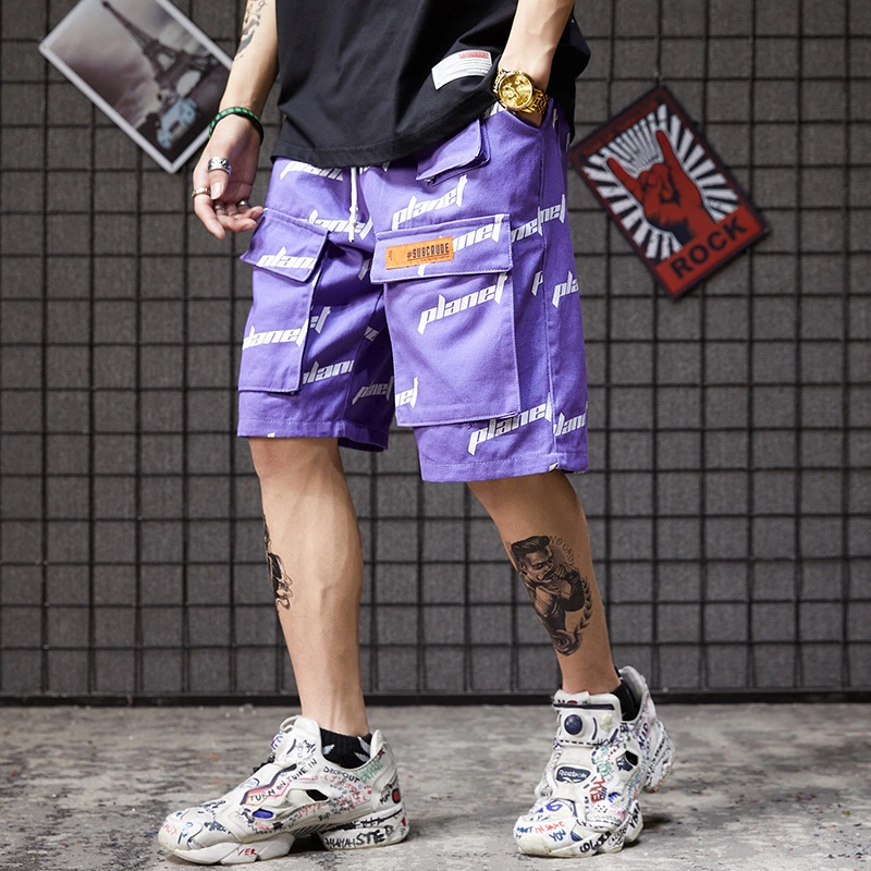 Men's Purple Shorts Summer Streetwear 