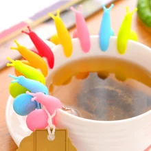 1 шт. креативные милые маленькие улитки силиконовые чайные пакетики, Висячие чашки, клипсы для заварки чая, 6 цветов, яркие цвета, вечерние инструменты для приготовления пищи