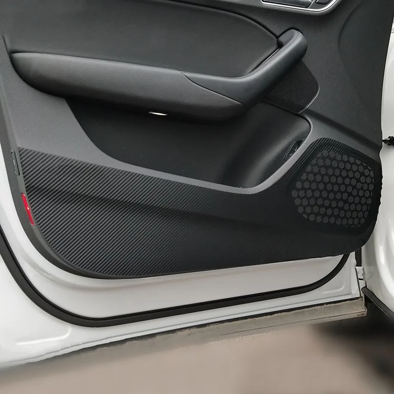 Car Door Anti Kick Pad Protection Decals For Audi A3 Q3 Q5 Q7 Carbon Fiber Stickers Auto Interior Accessories Car Door Anti Kick Pad Protection Decals For Audi A3 Q3 Q5 Q7 Carbon Fiber Stickers Auto Interior Accessories