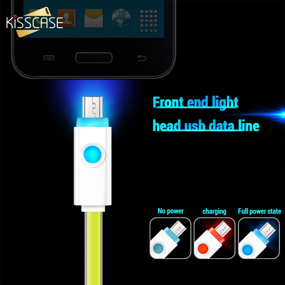 

KISSCASE Micro USB Fast Charging Data Cable With LED Light 1M Mobile Phone Cable USB For Andriod For Xiaomi Note8 Note8Pro Cable