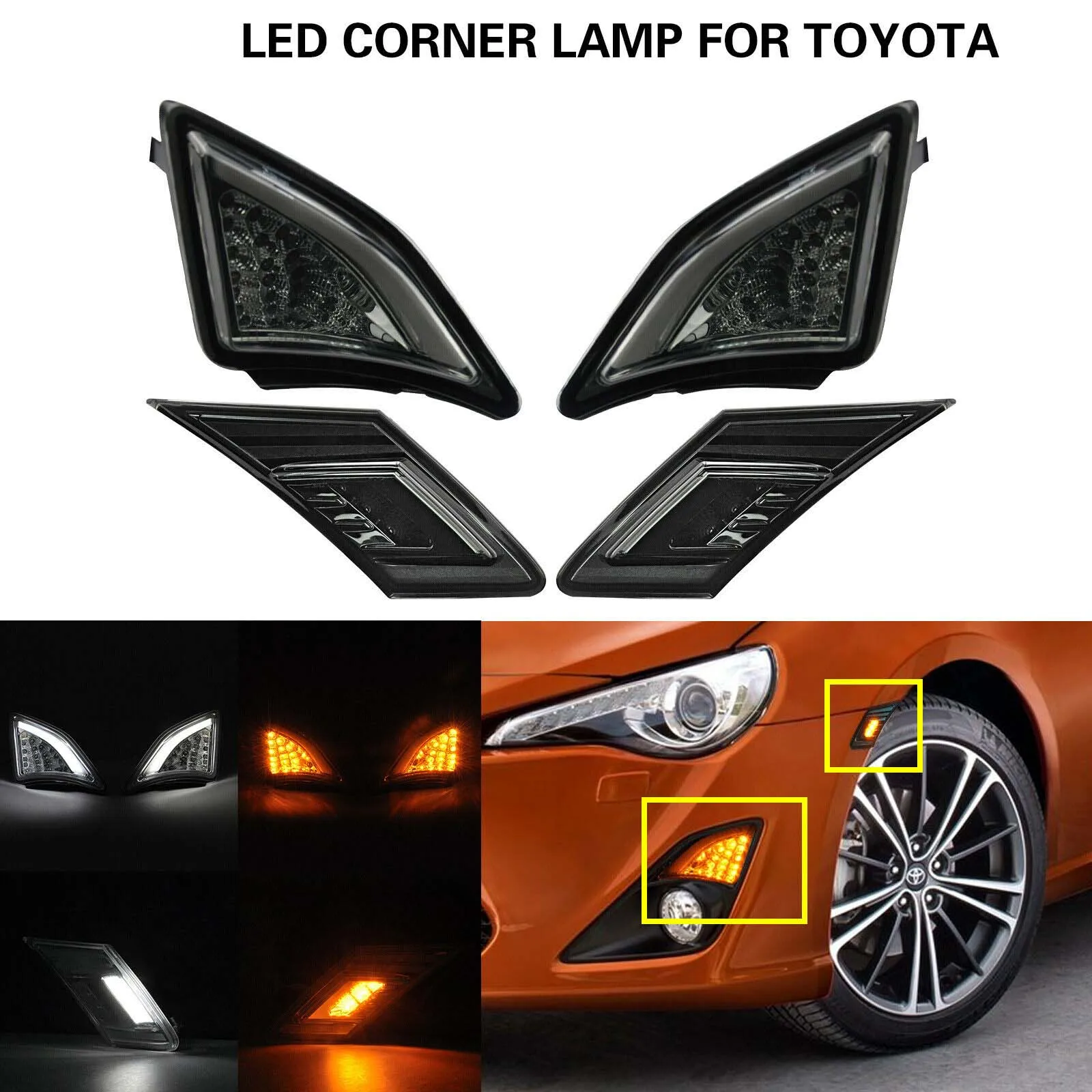 Прозрачный или Копченый Объектив Светодиодный Боковой сигнал markerturn свет+ угловая лампа для Toyota GT86 Scion FR-S 2013-up