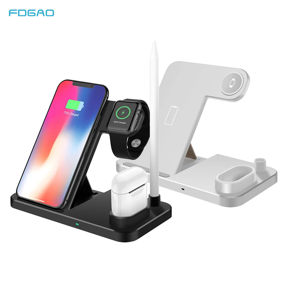 

4 in 1 10W Qi Fast Wireless Charger Stand For Apple Watch 1 2 3 4 For Apple Pen AirPods Charging Dock Station For iPhone X XS 8
