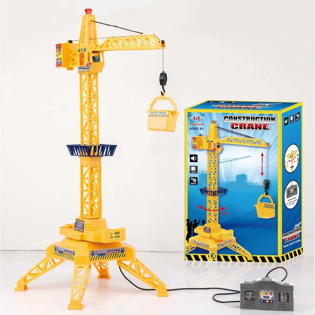 Grúa de torre eléctrica para niños, coche de ingeniería inalámbrico con Control remoto, modelo de juguete para niños con sonido, regalo de cumpleaños