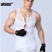 Aismz Men Waistcoat Zipper Body Shaper Vest Shapewear Slimming Belt Waist Control Shaper corrective Underwear Vest for Man