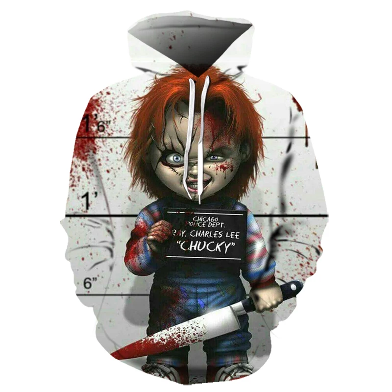  2019 New Arrival Horror Movie Character Chucky 3D Printed Fashion Hoodies Men Women Casual Clown St