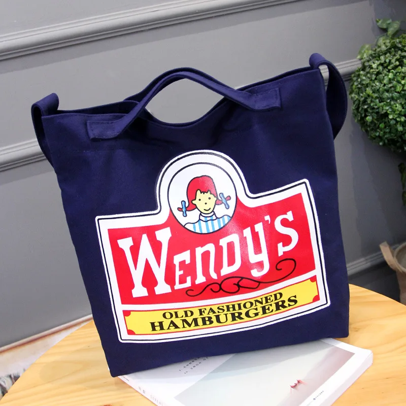

2016 Korean-style New Style Lettered Canvas Bag Shopping Bag Environmentally Friendly Combination Bag Carry Bag Large Bag Should