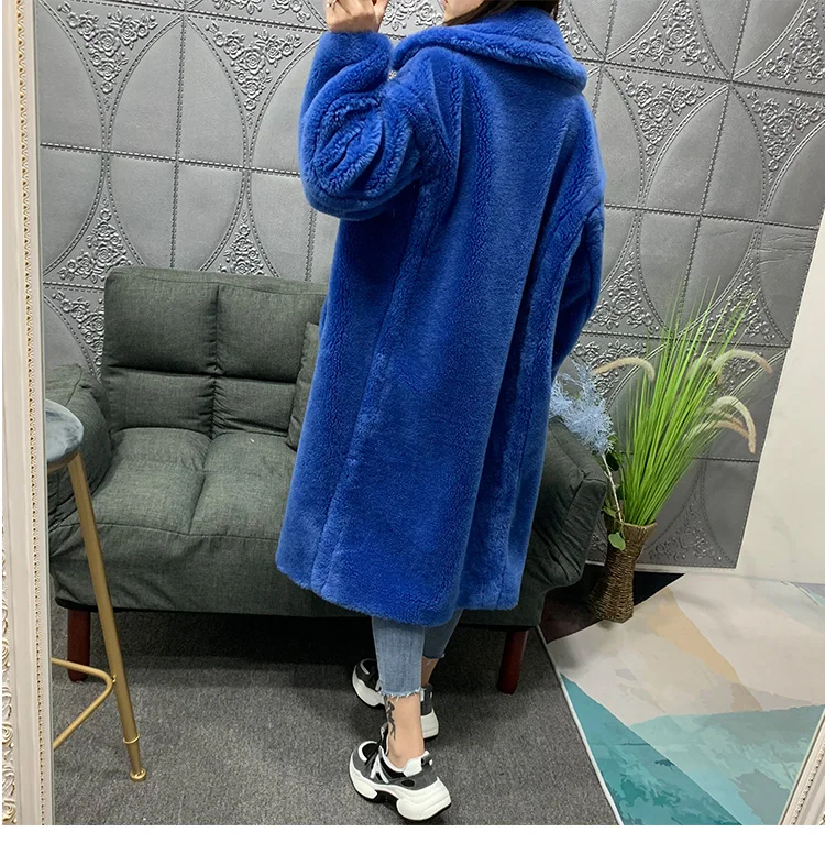 natural sheep fur wool blends women winter coat (8)