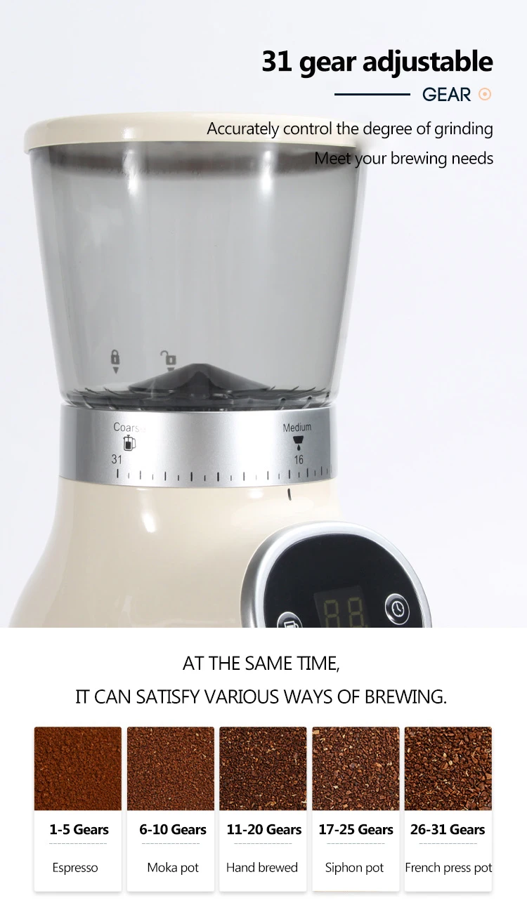 JIQI Intelligent Quantitative Electric Coffee Grinder Household Commer