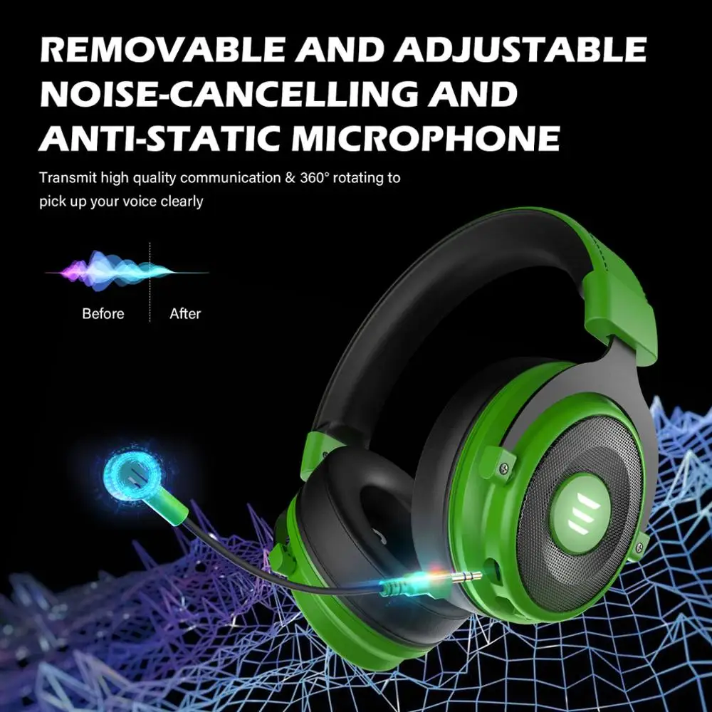 EKSA Wired Headphones E900 Pro Gaming Headset Gamer 7 1 Surround USB 3 5mm 2IN1 Earphones with Microphone For PS4 Xbox PC Phone
