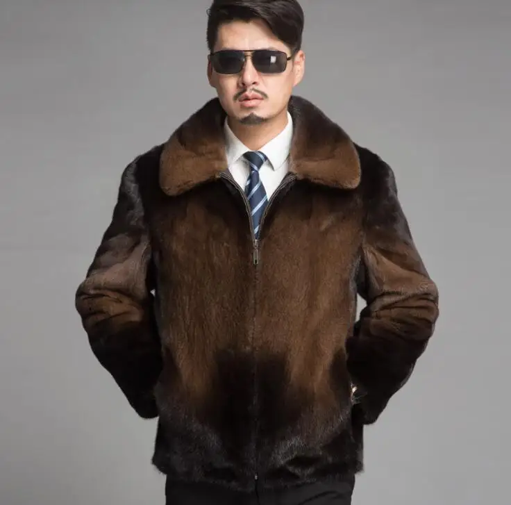 Осенняя коричневая кожаная куртка из искусственного меха норки, Мужская зимняя утолщенная теплая меховая кожаная куртка, мужские свободные куртки jaqueta de couro B122