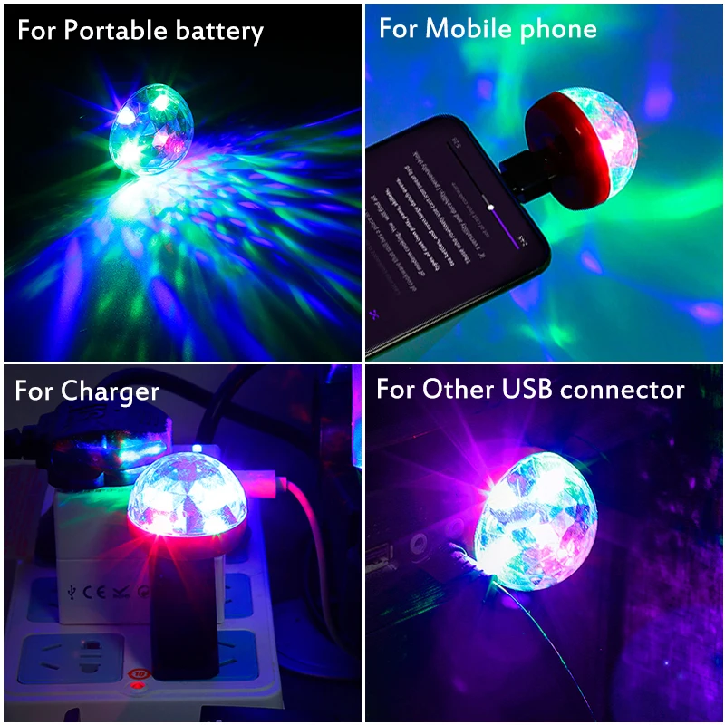 Мини USB LED диско сценический эффект лампа на мобильный телефон Волшебный шар