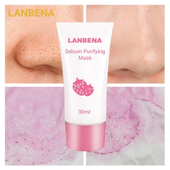 

LANBENA Face Mask Strawberry Blackhead Remover Nose Mask Mud Pore Strip Black Mask Peel off Mask Acne Treatment Nose Skin Care