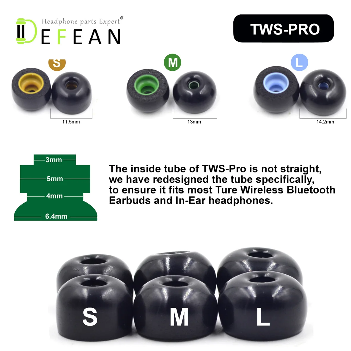 Replacement Earplugs Ear Caps for TWS Jabra Elite65t Memory Foam Ear Caps Cover for SONY WF-1000XM3 WF-SP700N WF-1000X