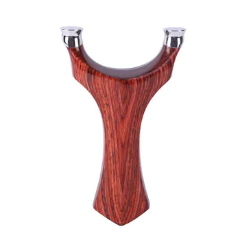 

High Quality 304 Stainless Steel Patch Wood Handle Slingshot Flat Leather Slingshot Catapult Outdoor Handmade Sling shot