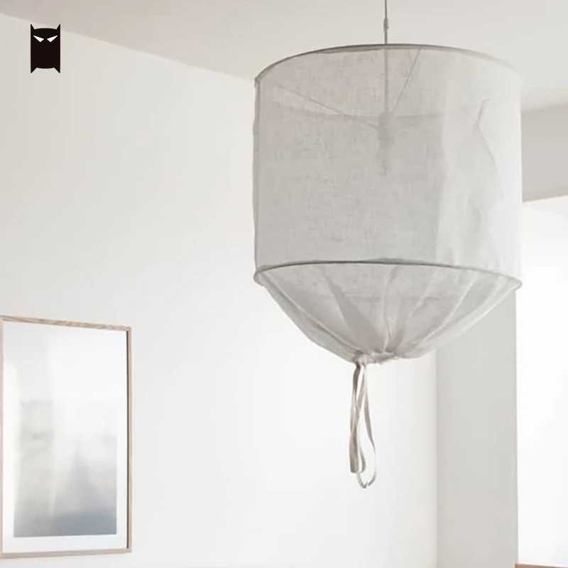 Drum Lampshade Pure Charcoal Linen Mix Cylinder Ceiling Light Pendant 