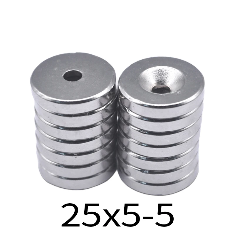 

50/100/ 200 pcs Strong Counter Sunk Ring Magnet 25x 5 mm Hole 5 mm Rare Earth Neodymium Neodymium neodimio imanes 25*5-5mm