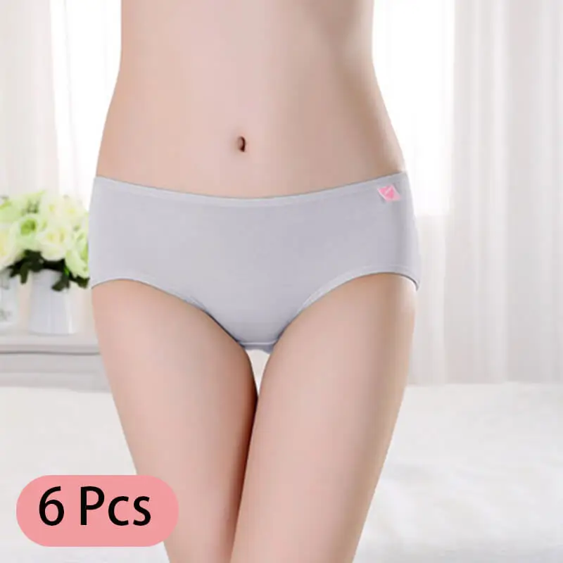 0170-6P-4 S M L Women Panties Solid Cotton Underwear Women Briefs 6pcs Ladies Pink Panties Sexy Intimates Underpants Knickers for Girls - Цвет: 0170-6P-4
