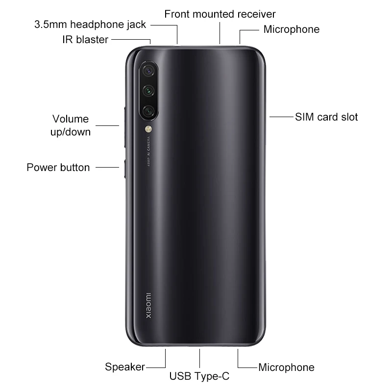 Глобальная версия Xiaomi mi, мобильный телефон A3 mi A3, 4 ГБ, 64 ГБ, Восьмиядерный процессор Snapdragon 665, 6,088 дюймов, 48MP+ 32MP, камера AI, 4030 мА/ч