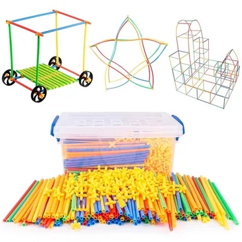 

4D Straw Building Blocks Tunnel Shaped Stitching Inserted Construction Assembling Blocks Toys for Children Education Playing To
