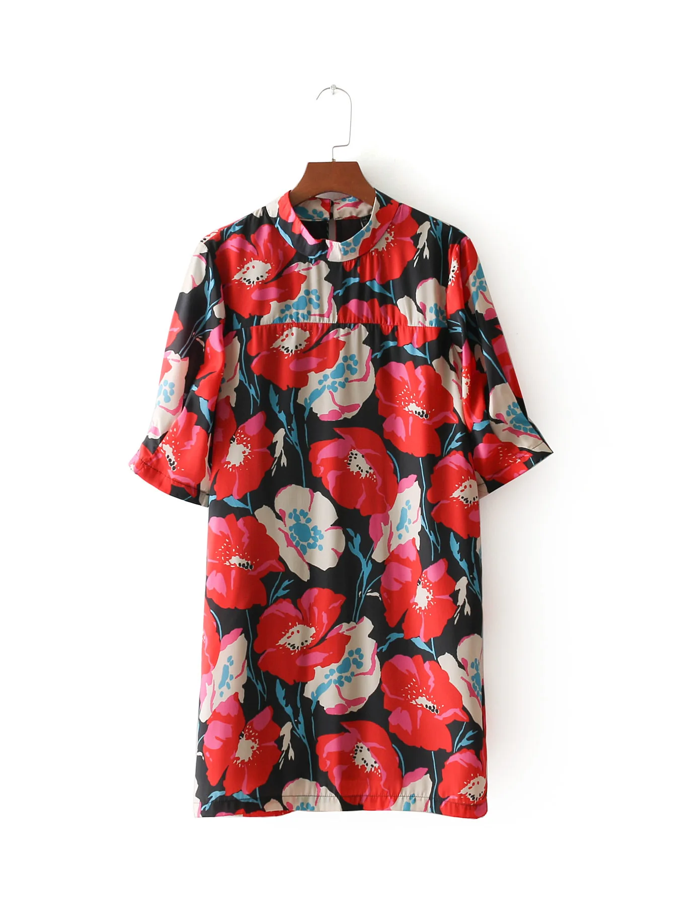 

2018 Western Style Early Spring WOMEN'S Dress New Style Corn Poppy Floral Printed Dress