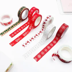 Autocollant de dessin animé flocon de neige de noël, bricolage, ruban Washi, pour manuel, étudiant, enfant, cadeau, bureau, fournitures scolaires, vente en gros, 1 pièce 