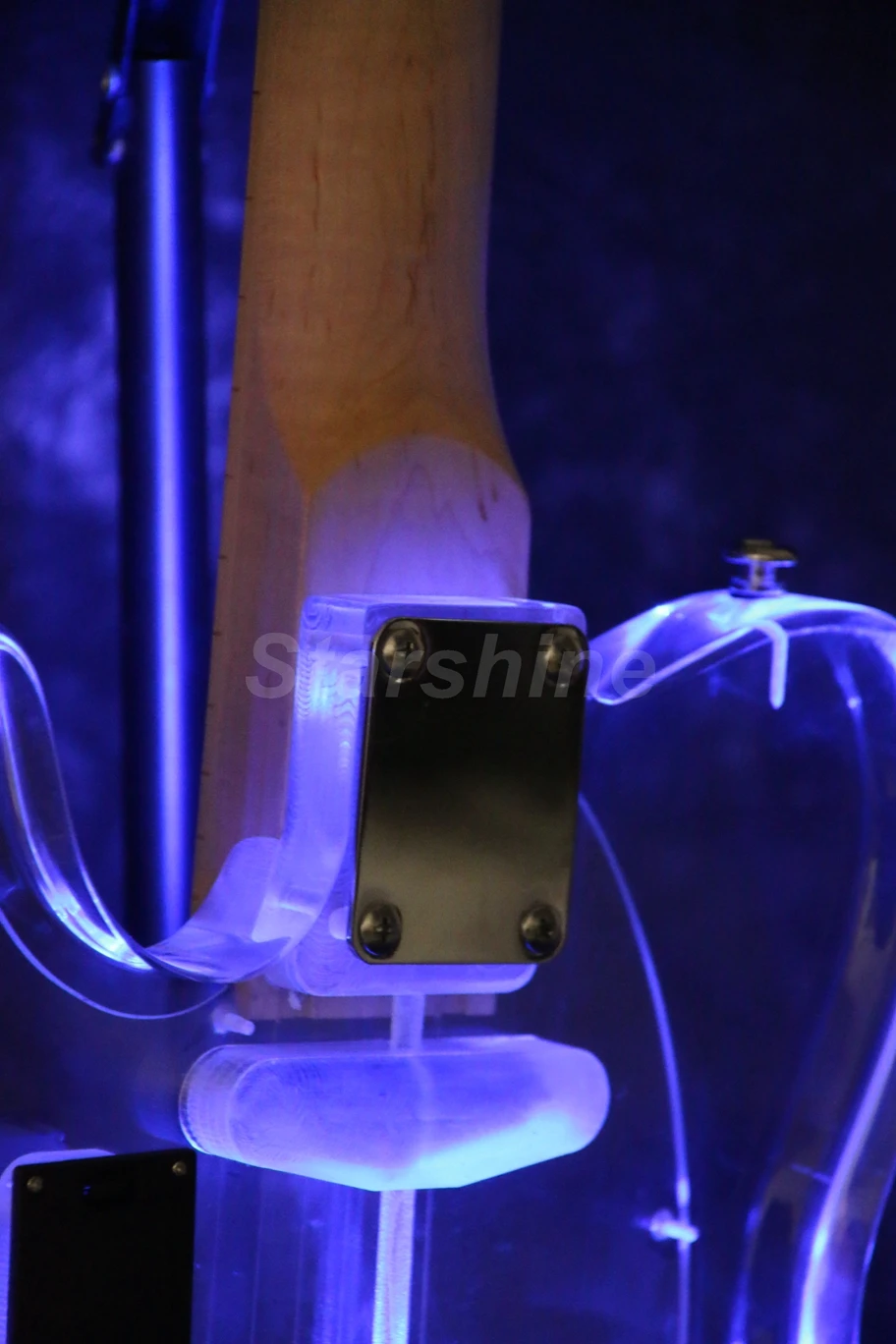 Guitar DK-TLB Acrylic Body Blue LED Light Color Crystal Electric Guitar Frets Light Guitar