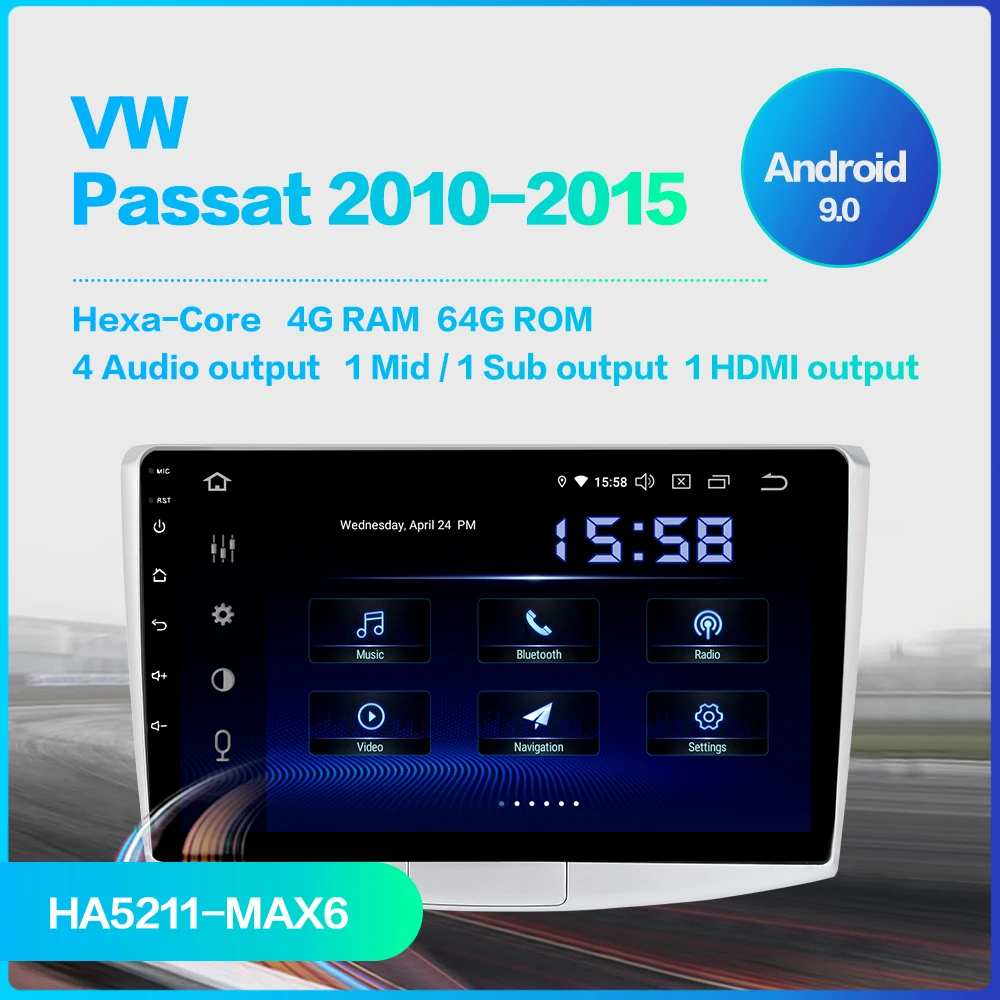 Android 9,0 автомобиль радио стерео Мультимедиа навигации для VW Passat 2010 2011 2012 2013 с 10," мульти Сенсорный экран