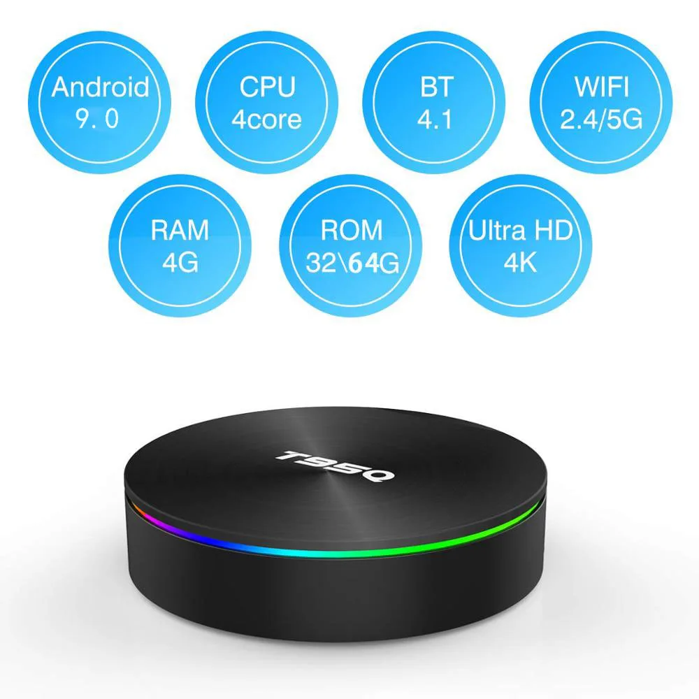 ТВ приставка Procaja T95Q Android 9 0 T95 Q 4 Гб ОЗУ + 64 ПЗУ/64 бита/BT4.1/3D UHD 4K TV/2 4G/телефон двойной Wi