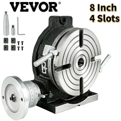 Vevor 8 " / 200mm 4 entalhes vertical & horizontal precisão mesa giratória hv worktable inclinando 360 graus máquina de perfuração de trituração