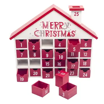 

Wooden Christmas Advent Calendar With 25 Drawers House Shape Children's Candy Gift Storage Box Christmas Decorations Drawer Rack