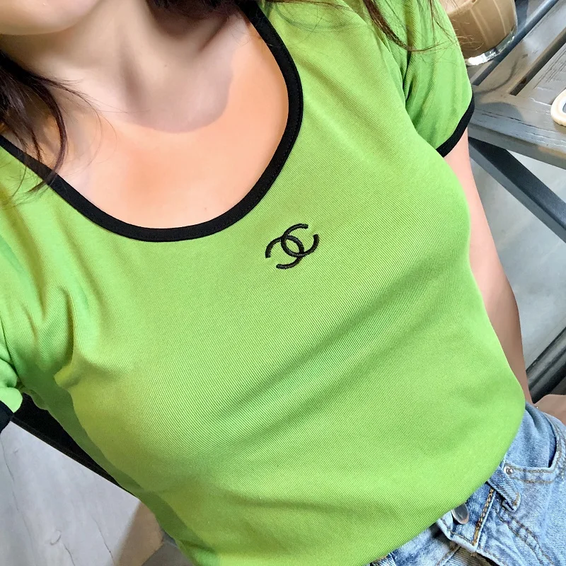Летняя женская Французская Классическая футболка с низким воротником и круглым вырезом и короткими рукавами, облегающая приталенная рубашка, тонкая, сексуальная, трендовая