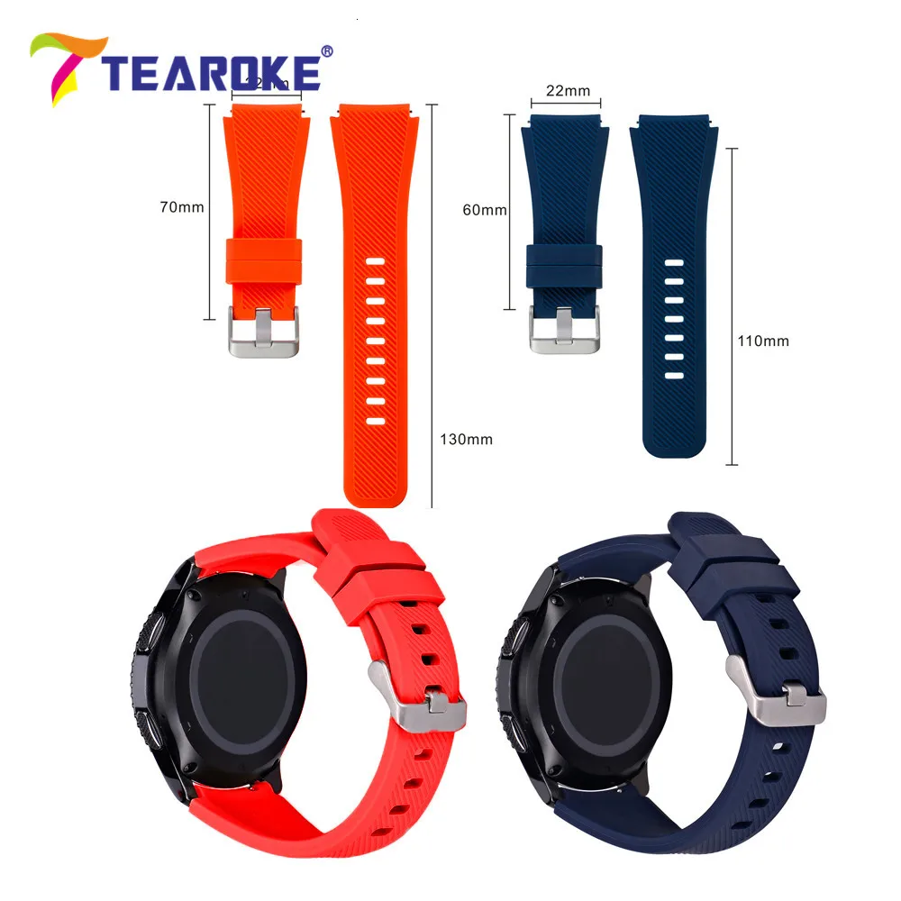 TEAROKE 22 мм силиконовый ремешок для samsung Galaxy Watch 46 мм версия мягкий резиновый спортивный ремешок браслет для gear S3 SM-R800