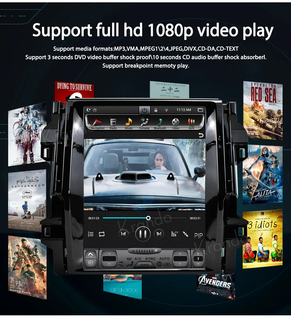 Flash Deal Krando Android 7.1 12.1" Tesla Vertical touch screen car dvd radio player for Toyota Fortuner 2016+ navigation system bluetooth 7