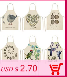 Kawaii Printed Elephant Car Sleeveless Aprons Kitchen Women Cotton Linen Pinafore Home Cooking Baking Waist Bib 53*65cm WQL0161