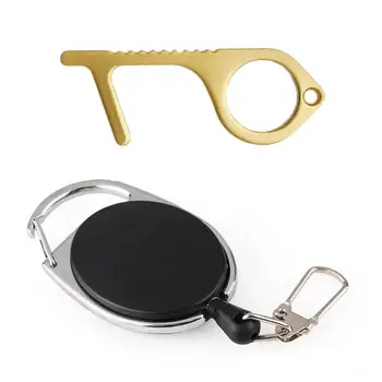 

VIP 6pcs/set Antimicrobial Brass Hand Tool Door Opening Handle Press Reuseable Elevator Button Artifact Retractable Kit