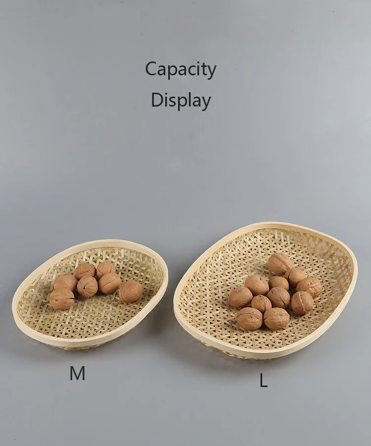 Бамбуковые плетеные фруктовые тарелки ручной работы, большое открытое блюдо для хранения еды, закусочный хлеб, плоское блюдо, круглый поднос из ротанга